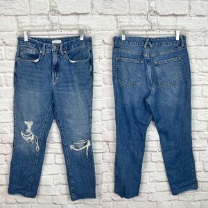 Good American Good Vintage High Rise Straight Leg Fray Hem Denim Jeans Size 8/29
